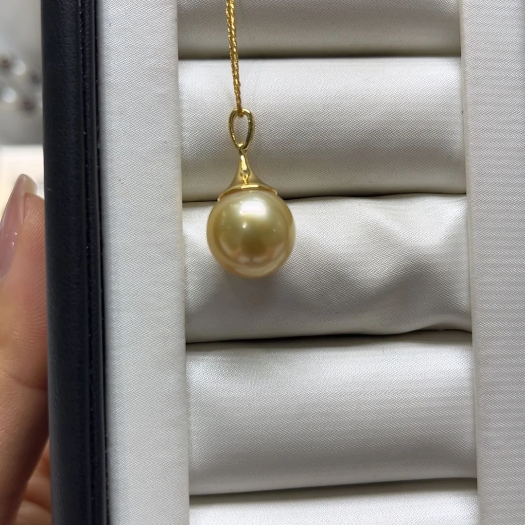 银S925镶嵌海水珍珠吊坠(不含链)12.1mm