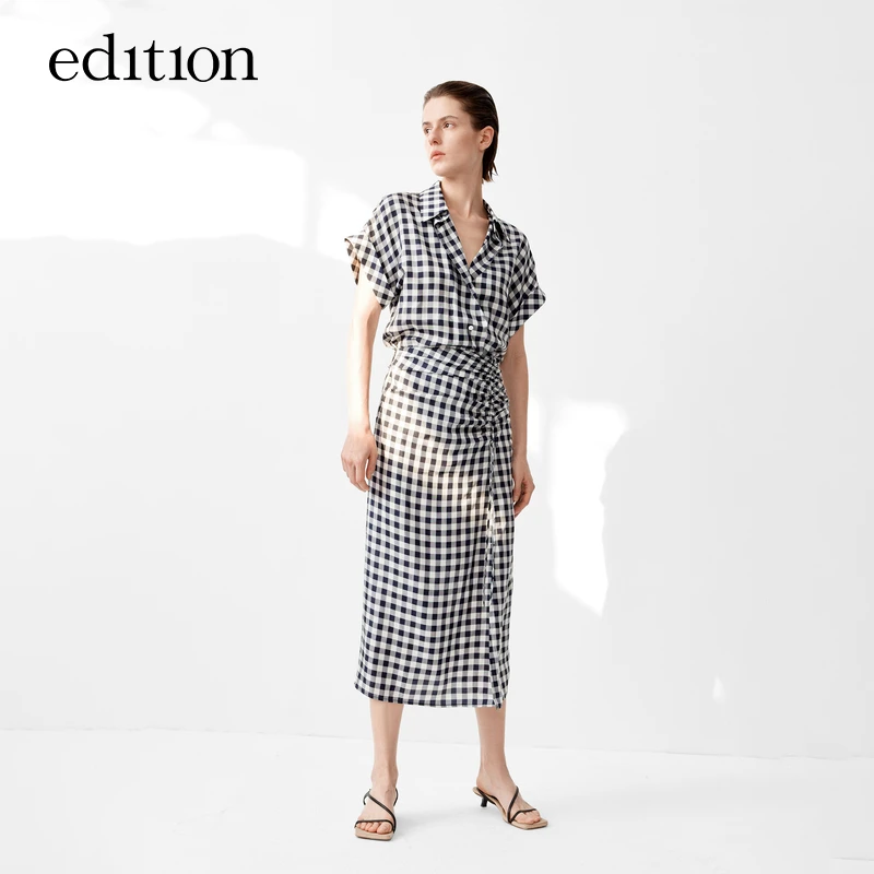 【赵老板专属】edition法式通勤黑白格纹连衣裙长裙#EBC2DRST11