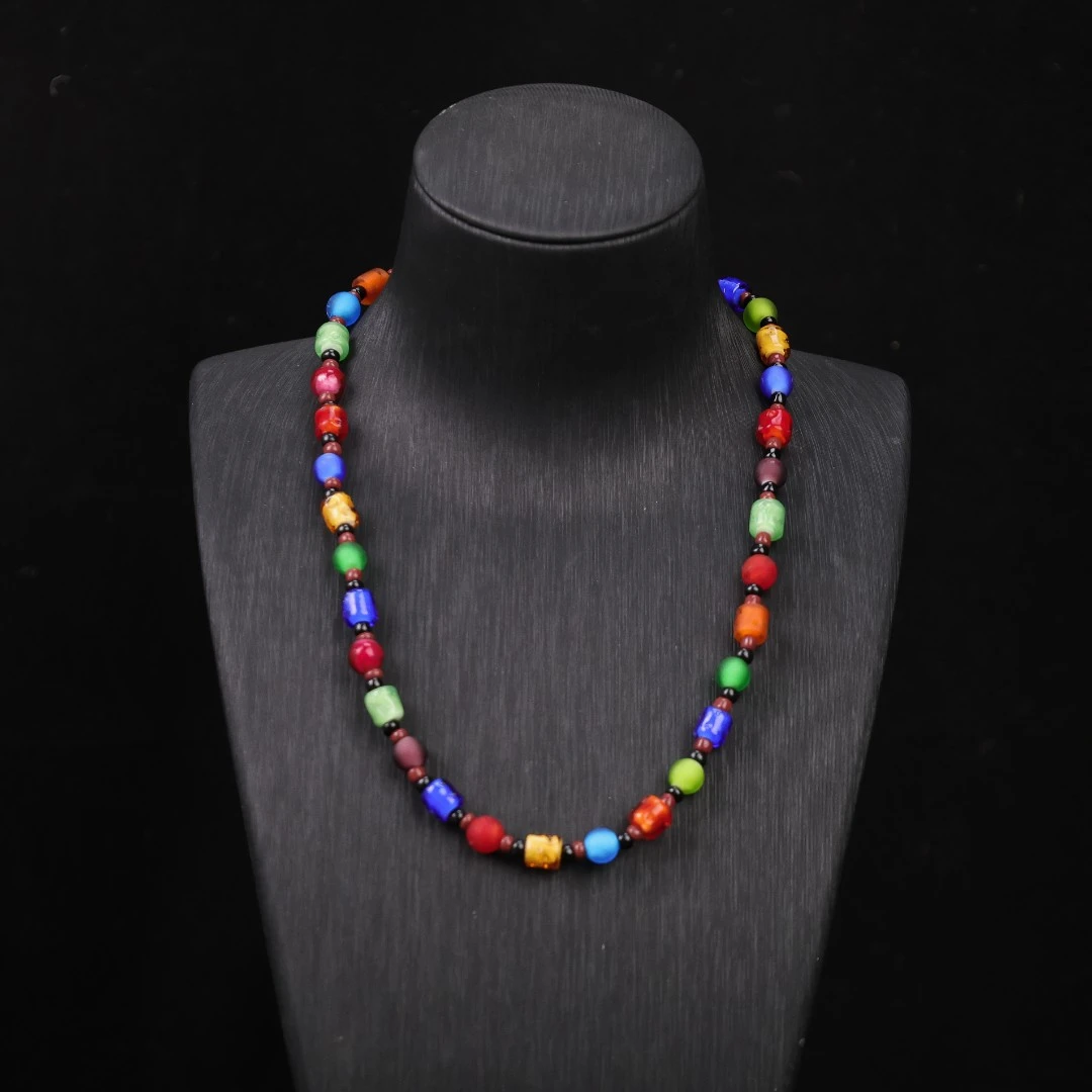 合金项链 合金项链 LZ0172 彩色扭扭磨砂绳编琉璃项链