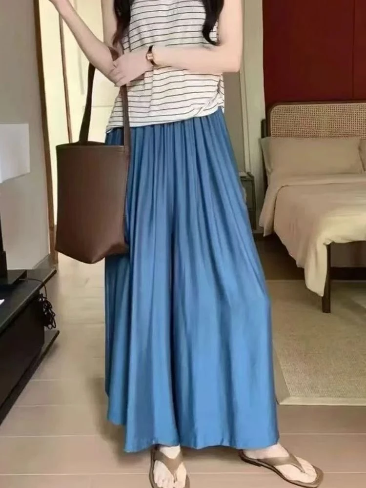 【现货+运费险】2025夏季韩系慵懒风宽松大裤腿百搭长裤休闲裤女