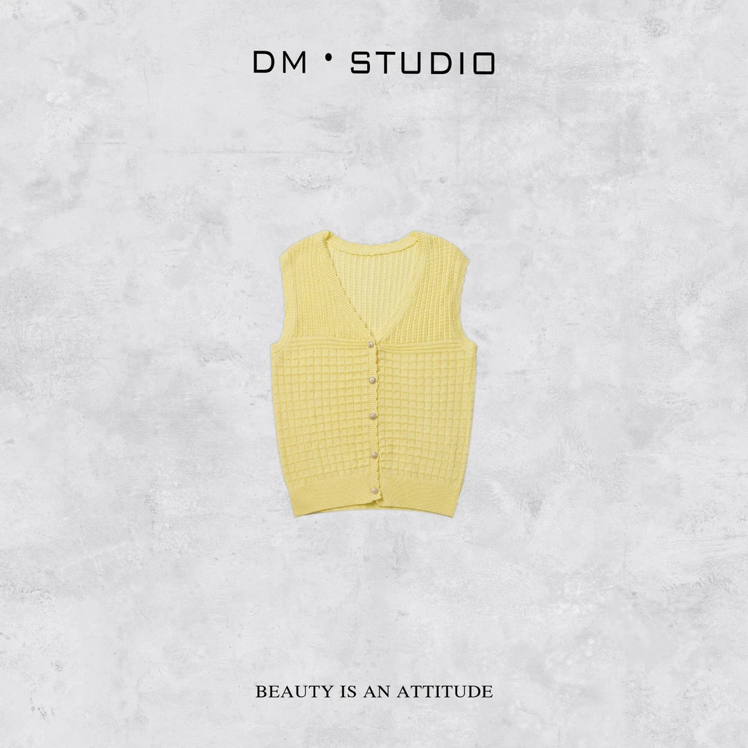 •STUDIO/气质减龄百搭休闲V领华夫格慵懒排扣马甲2504MJ/6036