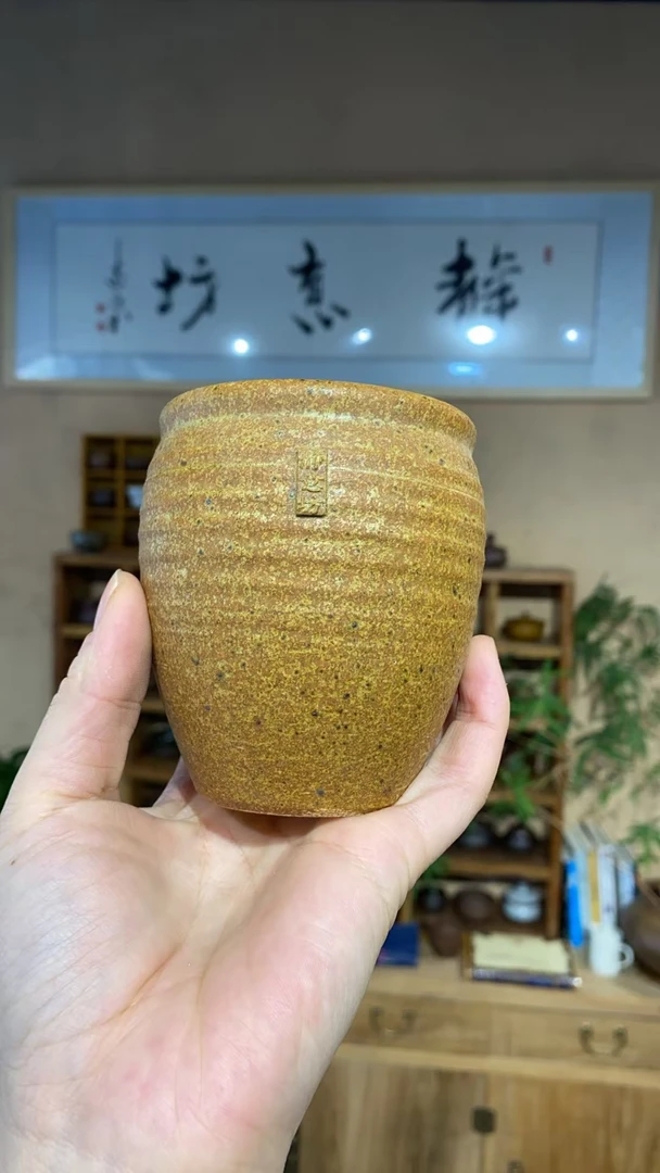 定窑粗瓷纯手工鎏金釉水缸杯主人杯水瓮杯