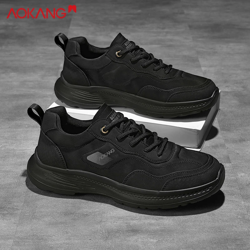 Aokang/奥康正品男款运动鞋软底冬季品牌男鞋跑步鞋复古老爹鞋