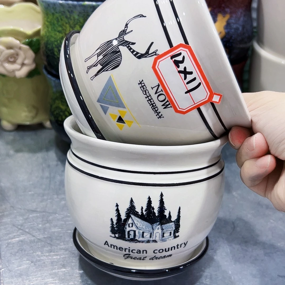 外贸尾单陶瓷花盆凑单10米包邮