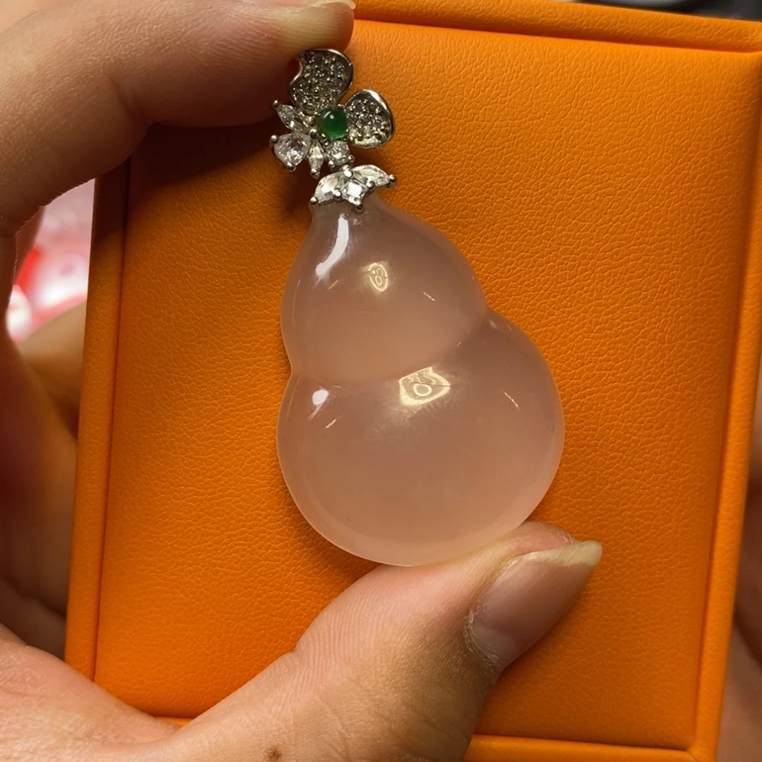 石英质玉银S925镶嵌吊坠