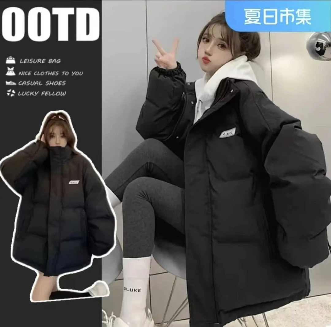 2024冬季新款韩版宽松棉袄克兰因蓝面包服