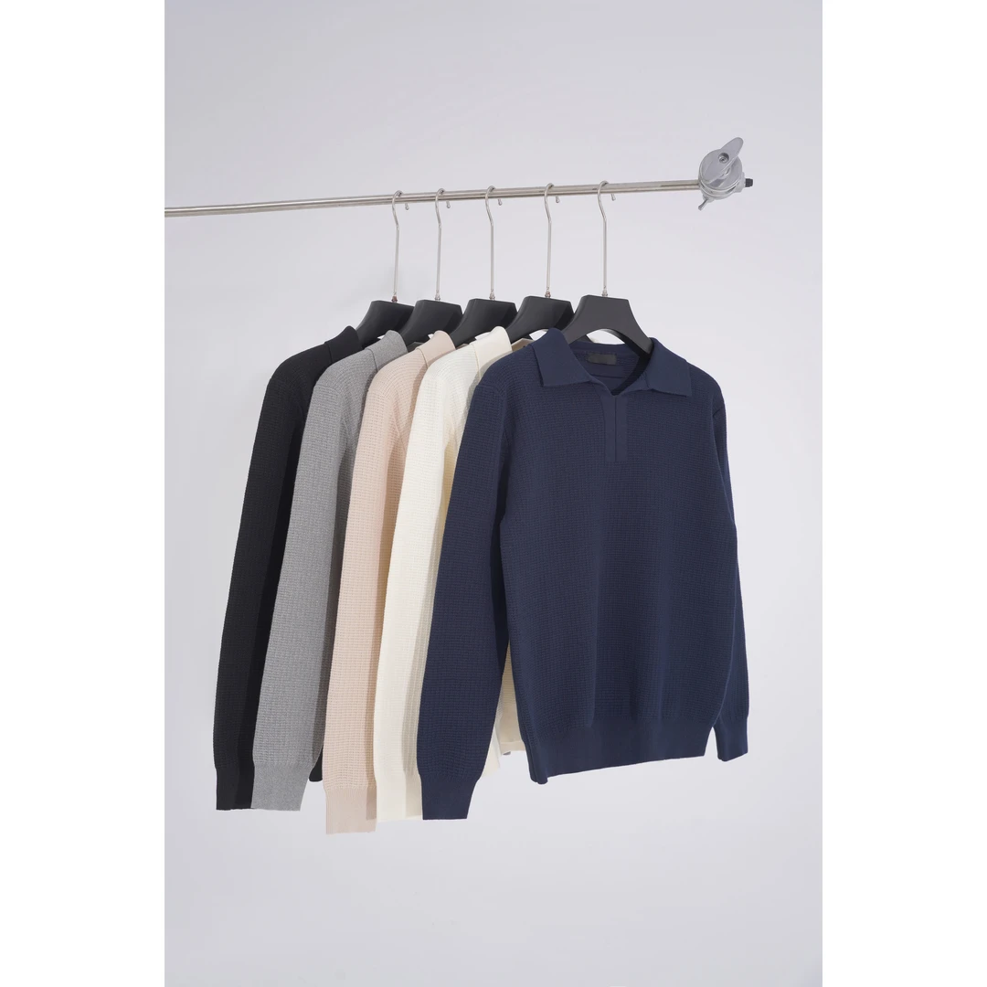 FCC【新贵肌理开叉领】秋季纯棉宽松休闲时尚简约百搭男生针织衫