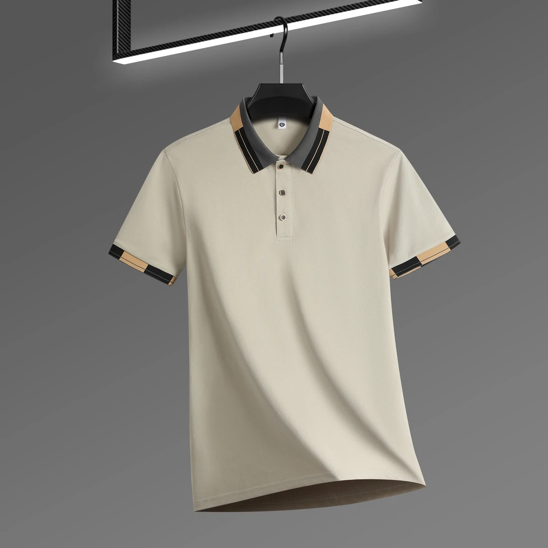 夏季25年新款有机丝光棉男士休闲休闲百搭POLO衫衫短袖