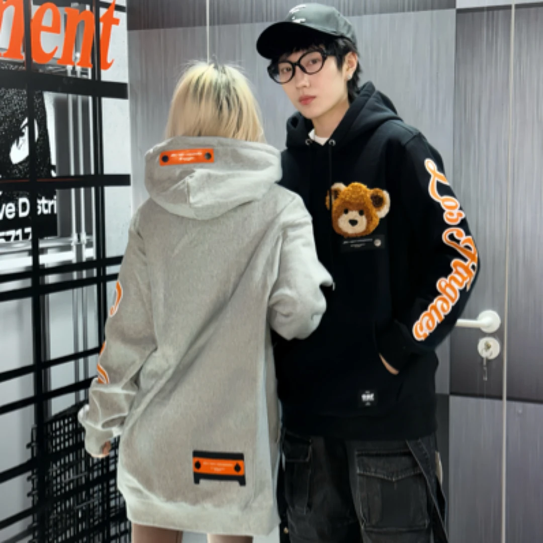 Jt小熊刺绣印花卫衣男女同款60889