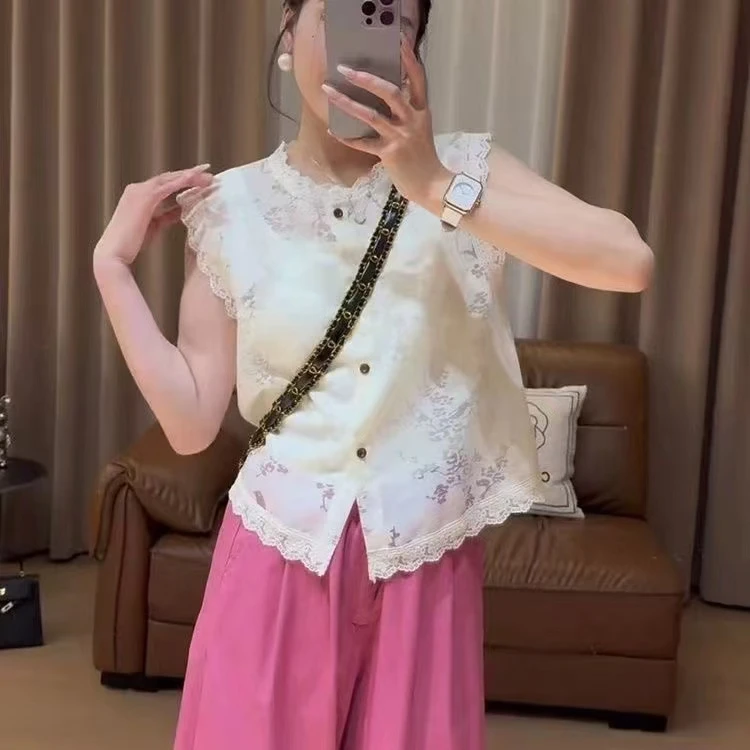 夏季国风蕾丝小衫女新款宽松衬衫外套法式别致百搭气质新中式上衣