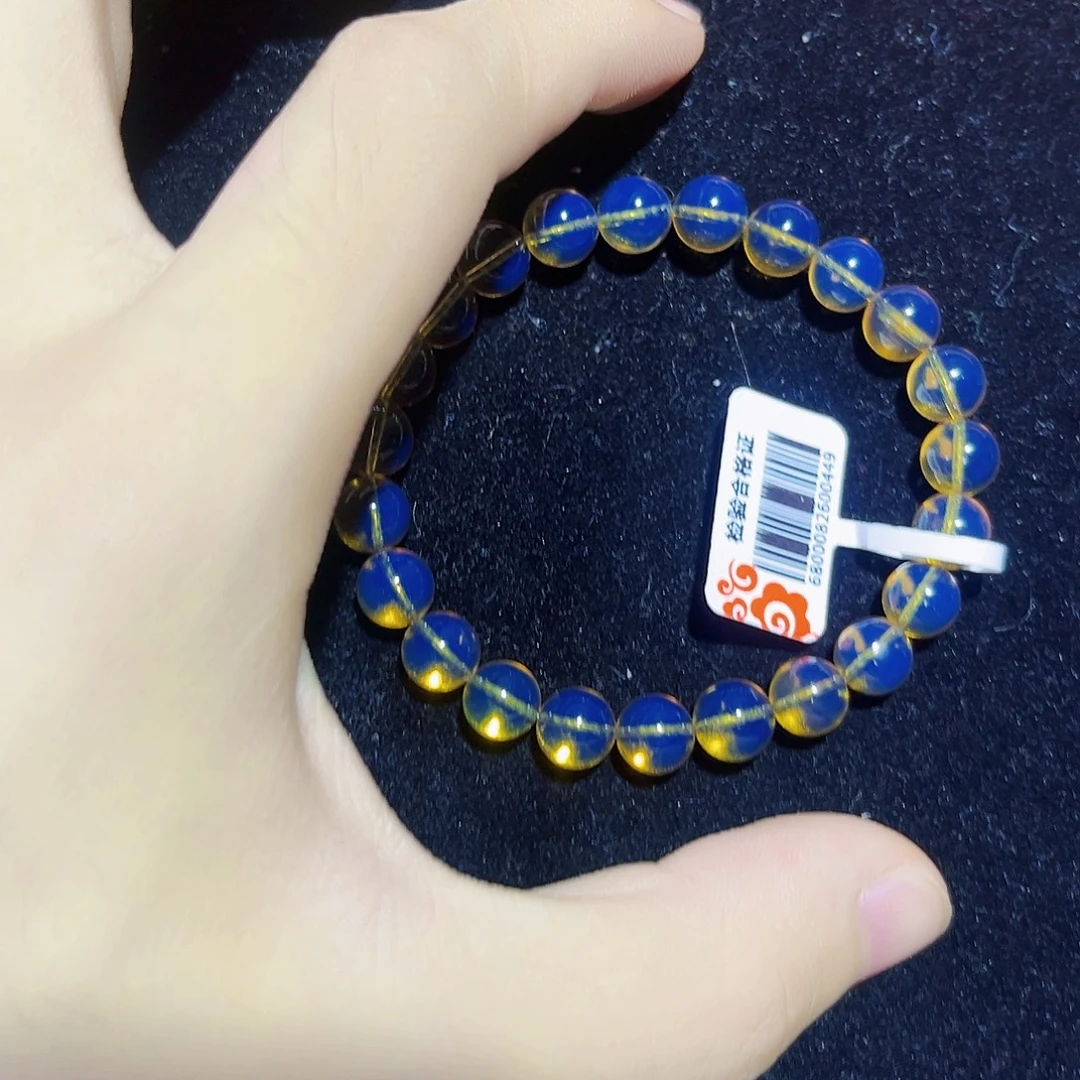 蓝珀未镶嵌珠宝奇石8mm墨西哥蓝珀手串