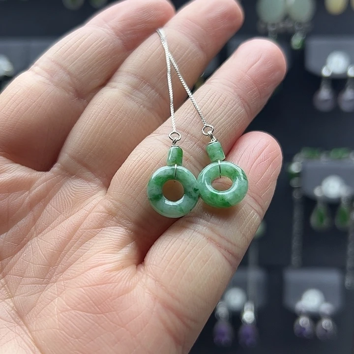 翡翠耳饰银S925镶嵌11111111111