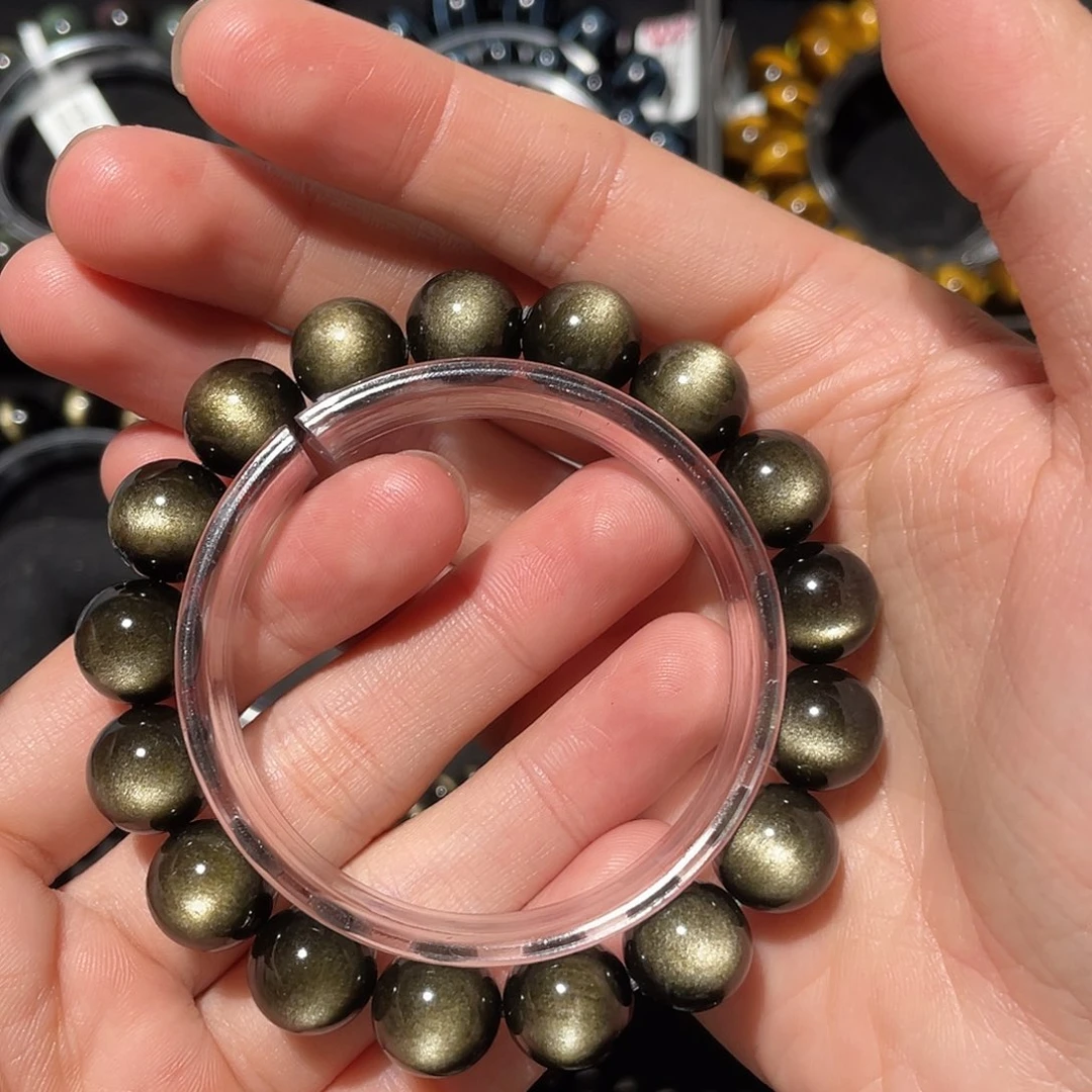 潮***洋黑曜岩未镶嵌手链