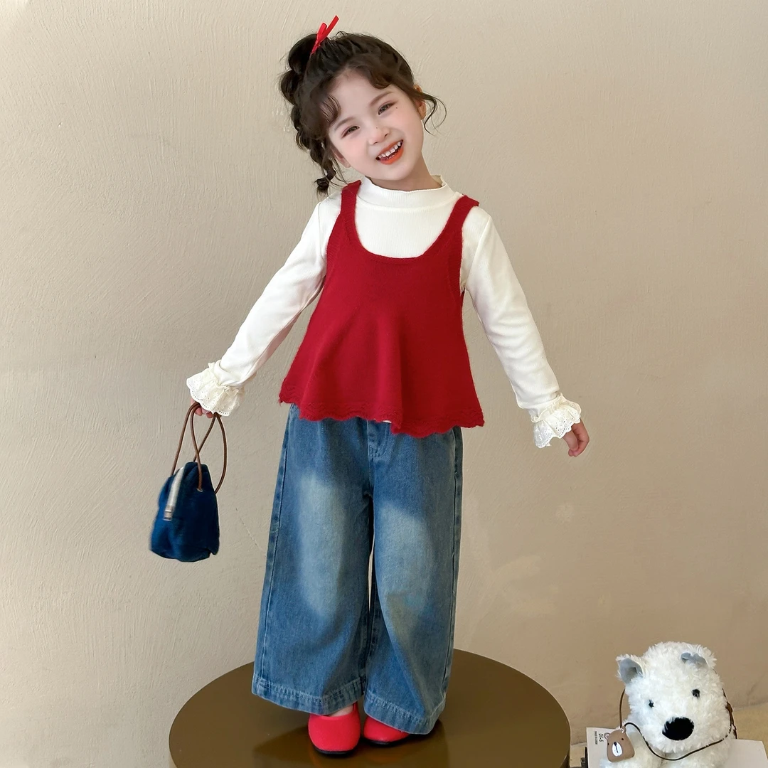 女童牛仔套装春秋2025新款儿童秋季洋气女宝宝时髦休闲秋装三件套