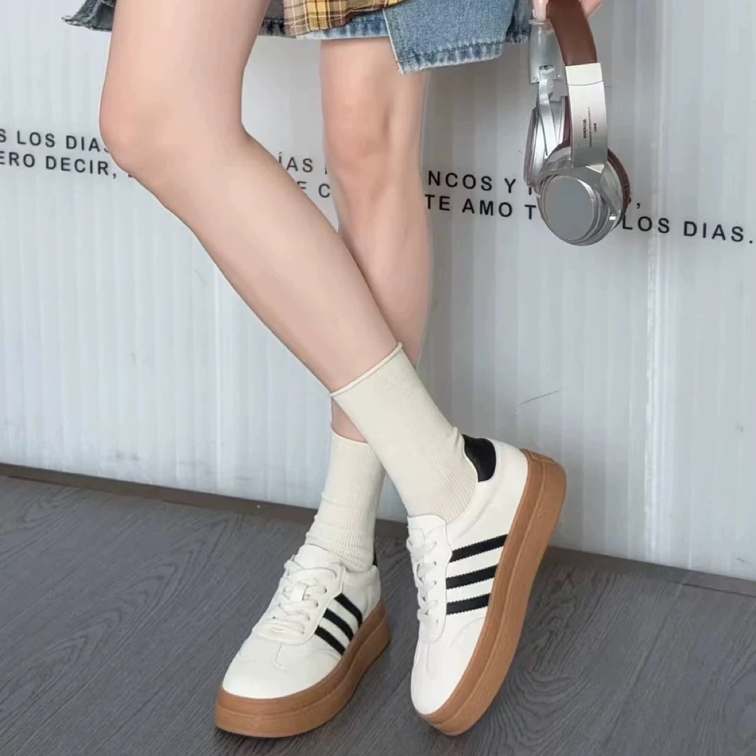 816-17真皮厚底德训鞋25春季新款时尚百搭休闲板鞋女鞋增高显瘦