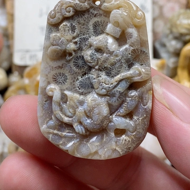 颈饰未镶嵌硅化珊瑚（珊瑚玉）有瑕