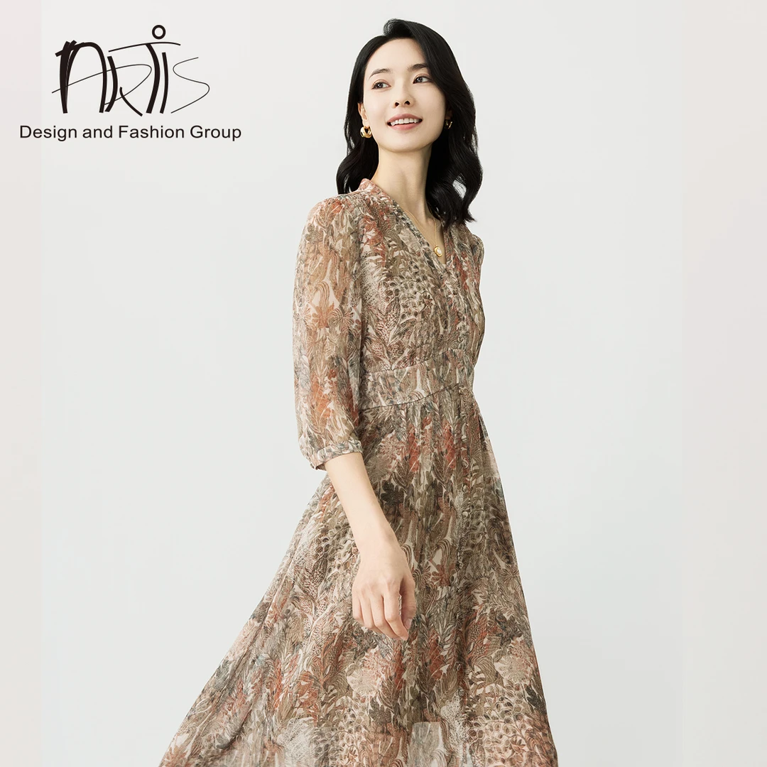 ARTIS雅迪斯2025秋季新款 七分袖繁秋印花连衣裙AR5917005-015