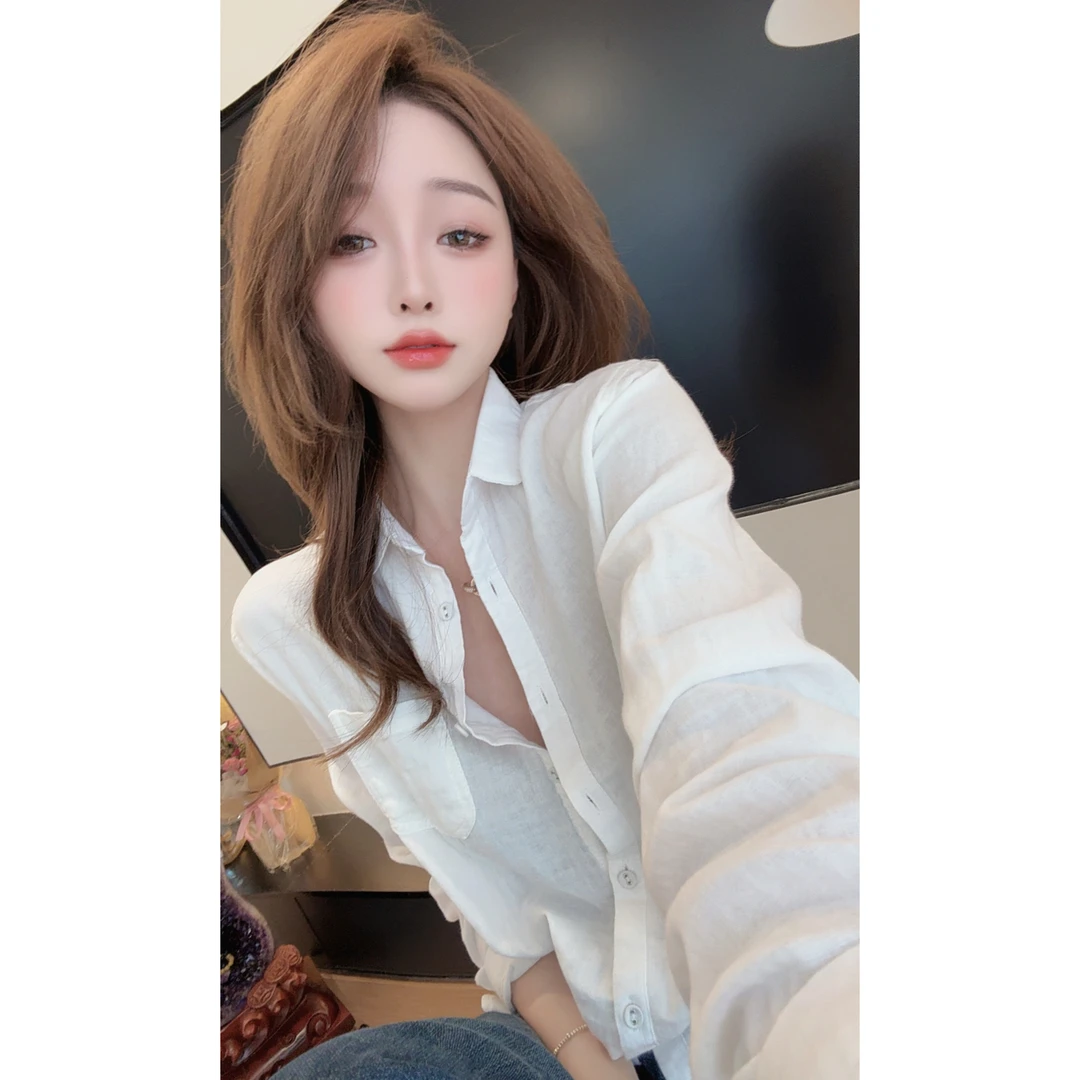 【陈陈私服】洋气宽松百搭纯色衬衫简约时尚长袖衬衣女25091401