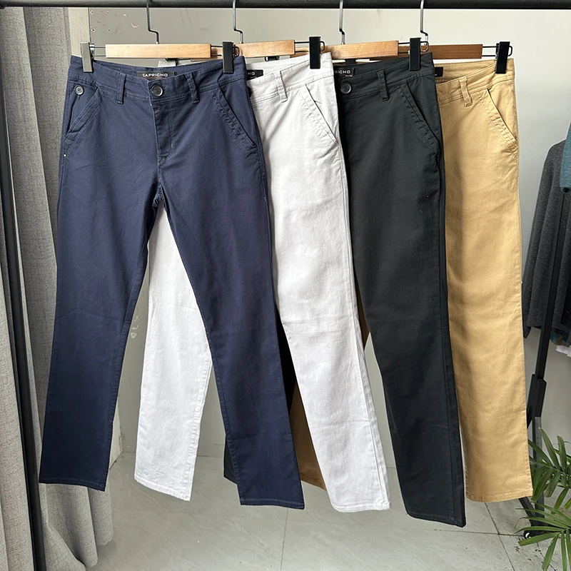 休闲裤男士春秋季薄款纯棉水洗修身小直筒弹力长裤男裤子