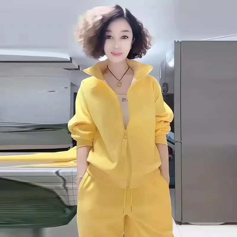 时尚休闲套装女2025春季新款时髦洋气立领开衫外套卫裤运动两件套