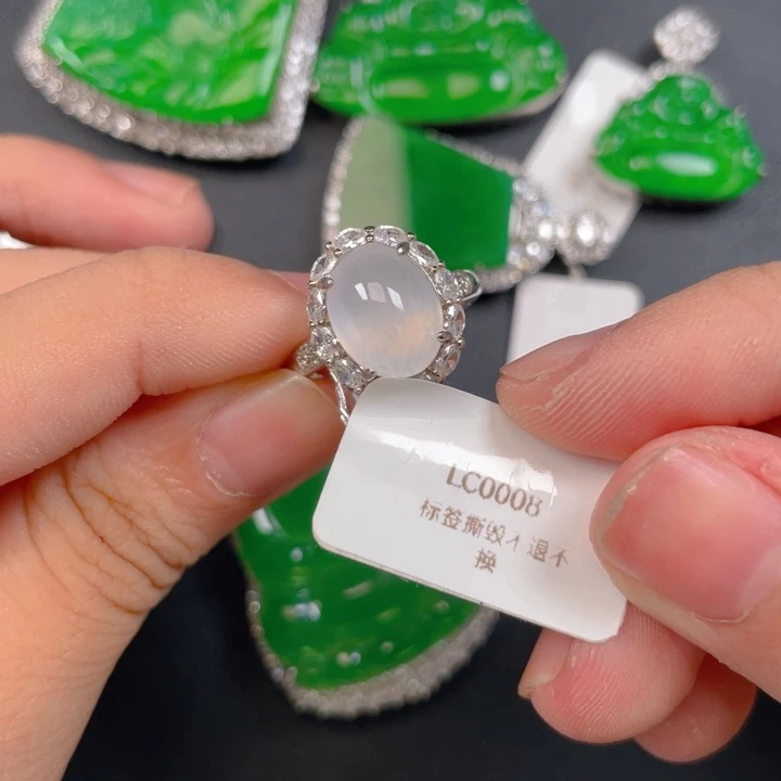 翡翠银S925镶嵌吊坠(不含链)翡翠