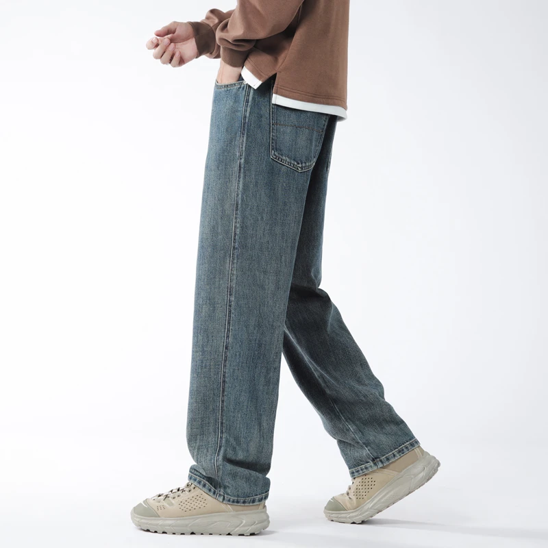 复古长裤春秋男牛仔裤秋季韩版休闲日系潮流港风直筒裤水洗