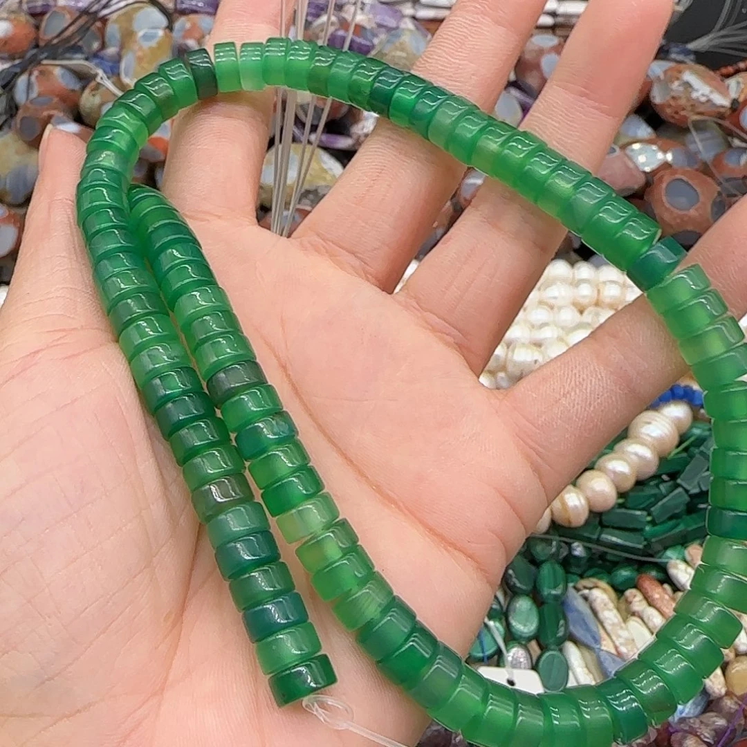 合金玛瑙/玉髓珠宝半成品绿玛瑙8mm一条