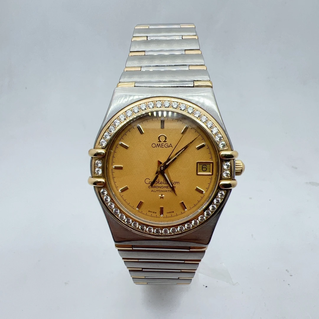 95新 Omega/欧米茄 75115/自动机械表/35.5盘/后镶钻圈/奢华设计