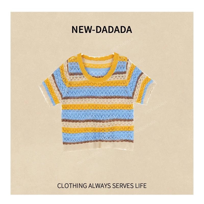 清清利达 NEW DADADA【星海回忆】时尚休闲修身气质条纹上衣SDK2756