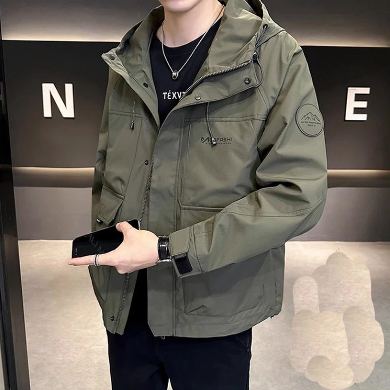 CQV冲锋衣外套男士秋冬季微宽松连帽男款衣服二棉夹克工装上衣潮