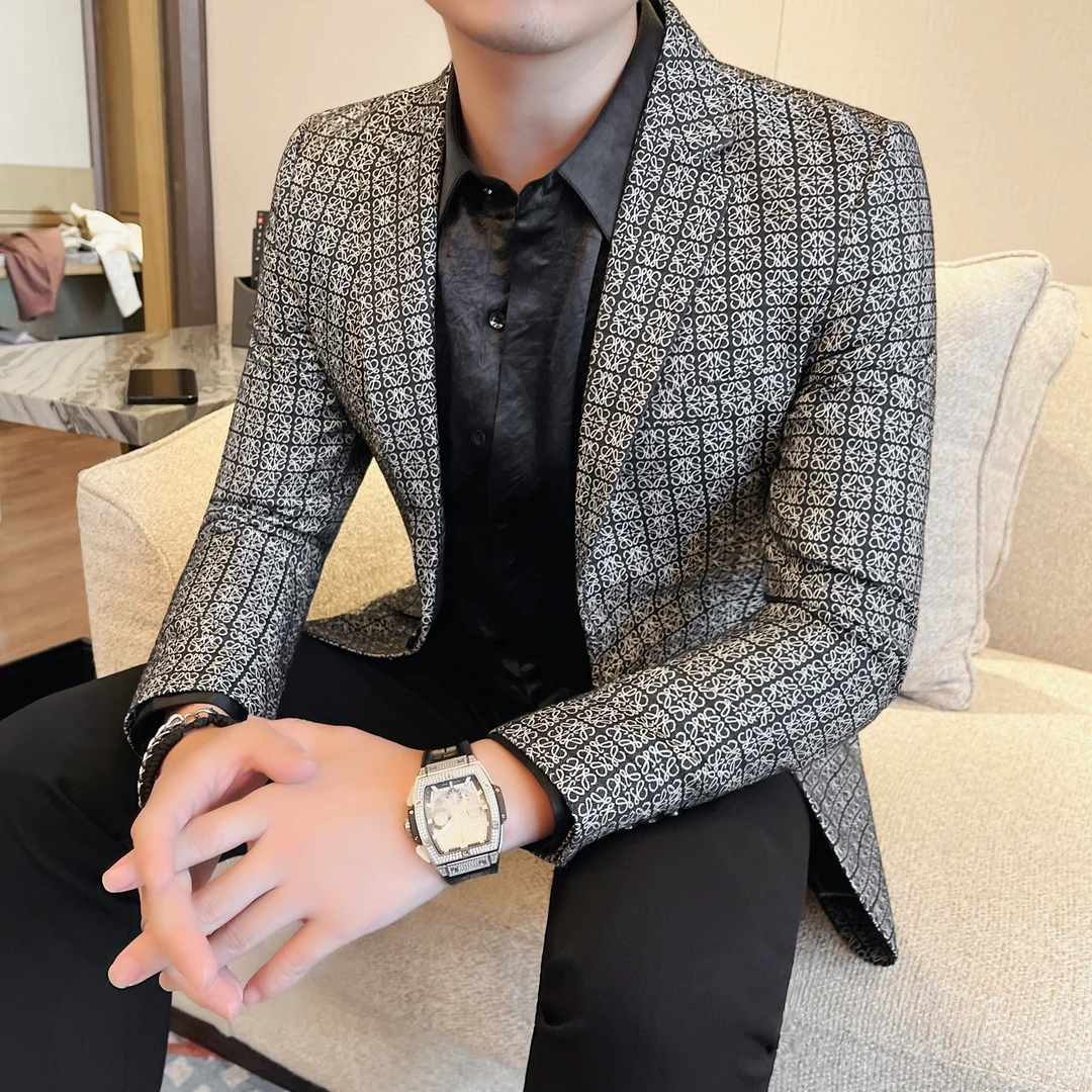 男士格子西装外套韩版修身2025新款商务休闲痞帅英伦风高级感潮流