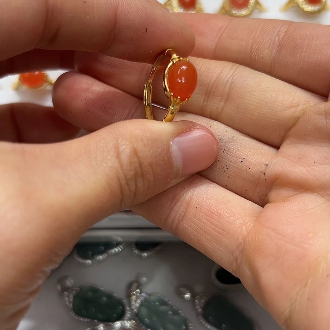 南红玛瑙戒指银S925镶嵌浅***o