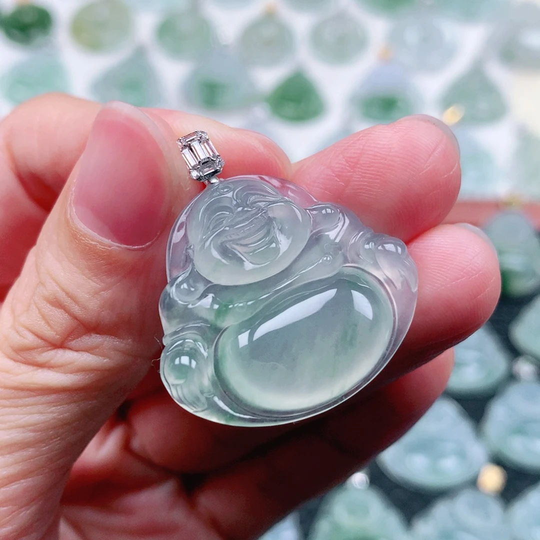 吊坠(不含链)18K金镶嵌翡翠