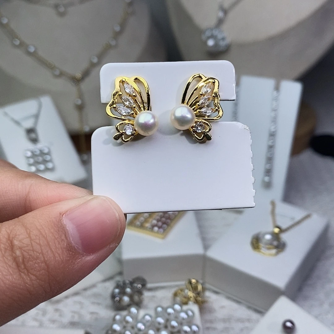 淡水珍珠耳饰银S925镶嵌