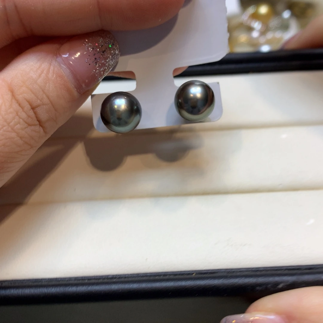 银S925镶嵌海水珍珠耳饰