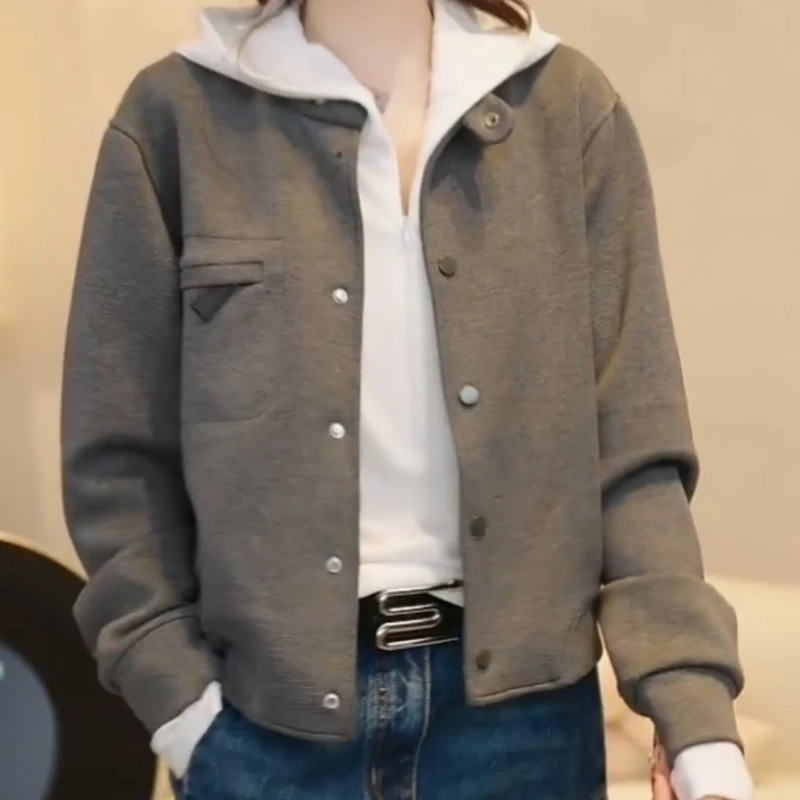 『时光之语』2025秋冬立领时尚外套单排扣百搭上衣LK2507116