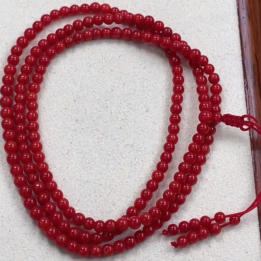 天然红珊瑚科西卡多圈手串3.0-3.5mm