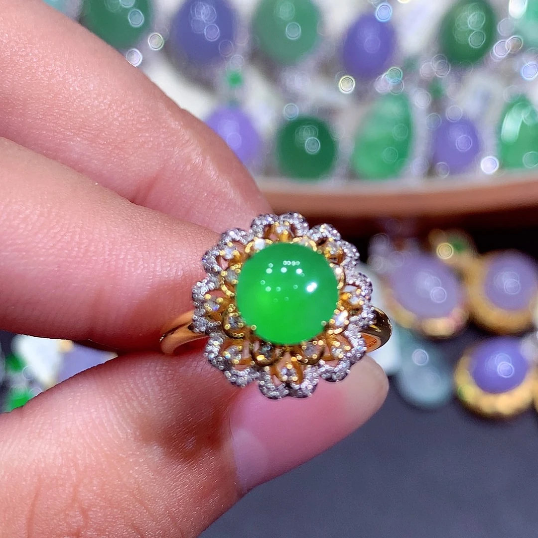 翡翠18K金镶嵌吊坠(不含链)