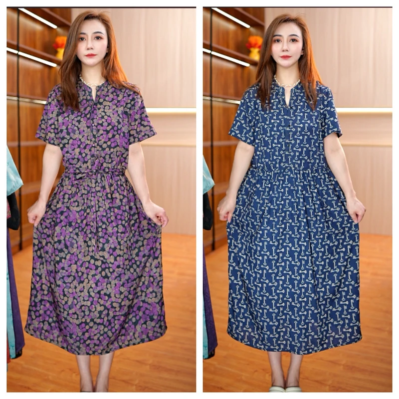 1667-18新款舒适时尚印花双面穿连衣裙