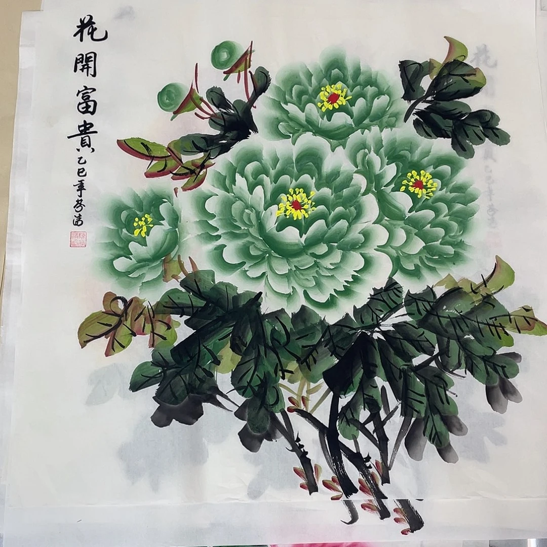 国画国画作品原稿70翡翠色