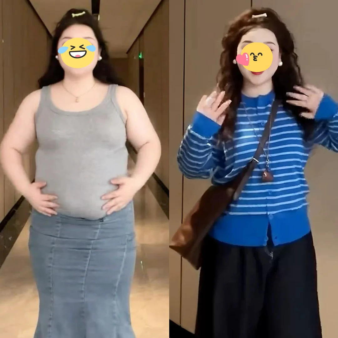 大码减龄条纹蓝色毛衣针织开衫女秋季胖mm宽松显瘦内搭超好看上衣