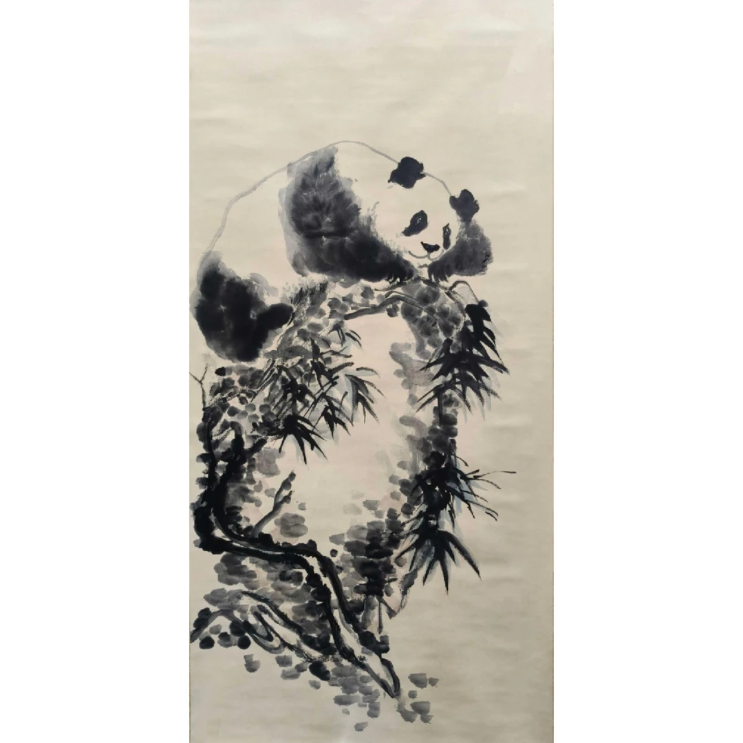 tj126《熊猫》137*68（8.6平尺）纸本立轴