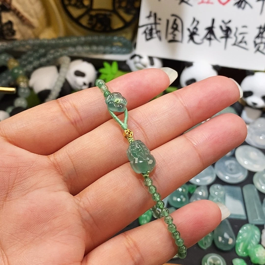 翡翠未镶嵌颈饰貔貅小花手链15
