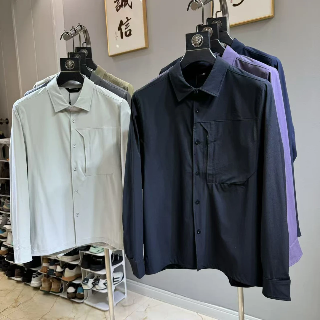 茑平替 男士春秋高端户外机能速干工装休闲翻领衬衫 衬衣 2195