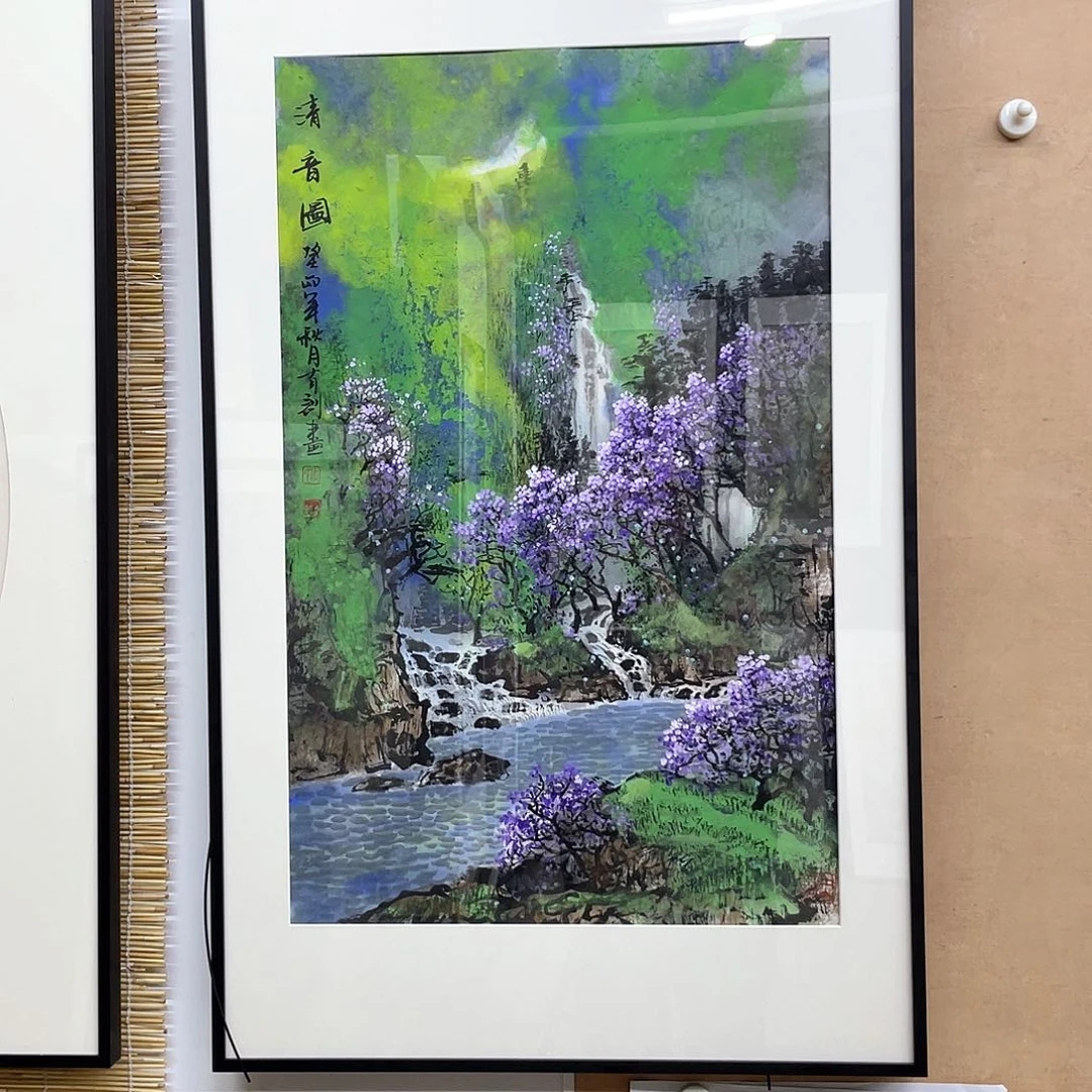 国画手绘国画精品山水，李有训，带框包邮