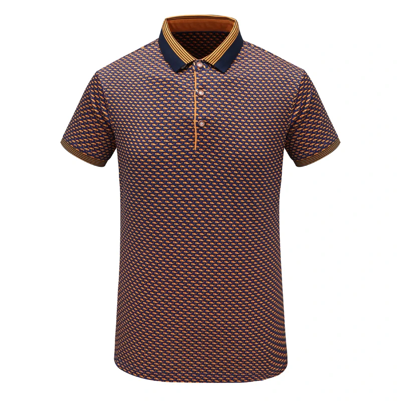 MY207美尔男式夏季短袖T恤 棉翻领套头休闲商务上衣 橙色