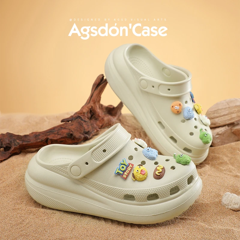 Y奥古狮登洞洞鞋女2025新款厚底外穿拖鞋防滑软底网红沙滩凉拖鞋Y