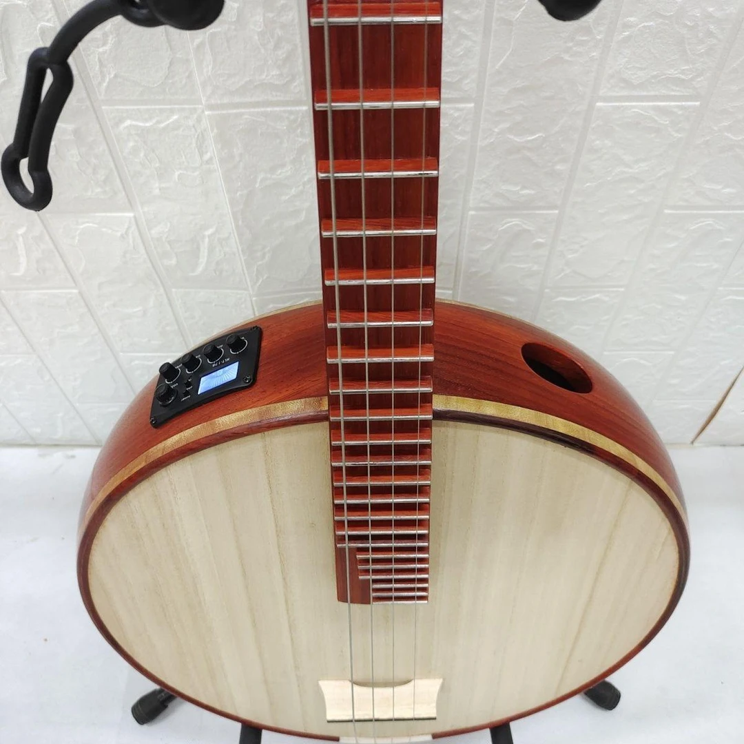 红花梨木电声中阮非洲紫檀木两用款直侧音孔冯系无品民族送琴盒