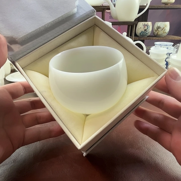 礼盒装：隐唐窑/璞玉素烧自生釉170ml罗汉主人杯