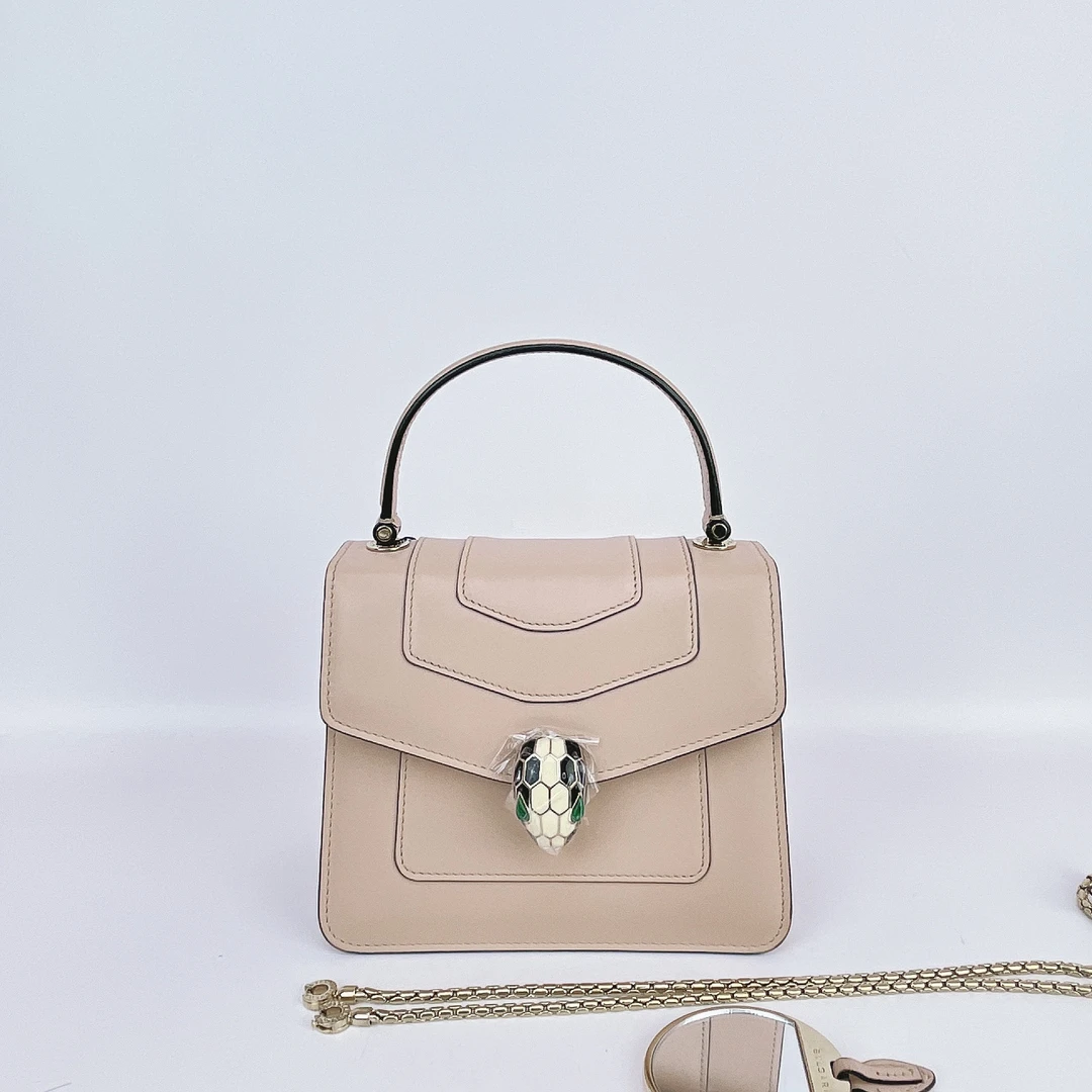 95新 BVLGARI/宝格丽 宝格丽 粉色手提斜挎包底长18 B905